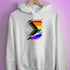 LGBTQ Progress Pride Flag Ripped Reveal Hoodie - White